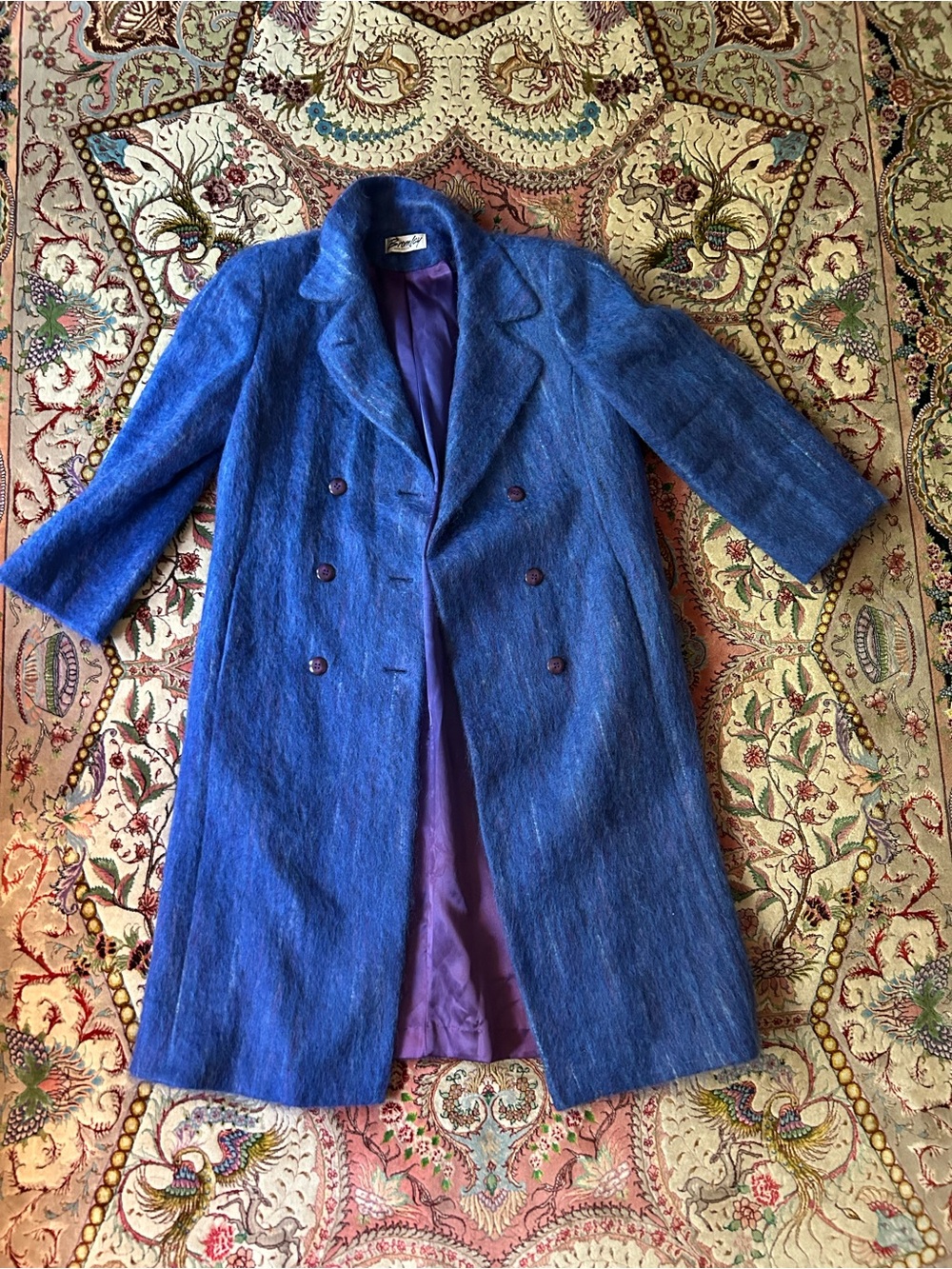 Bromley Women's Long Coat 100% Wool Size XL, Blue, Retro 70's, Union, VTG